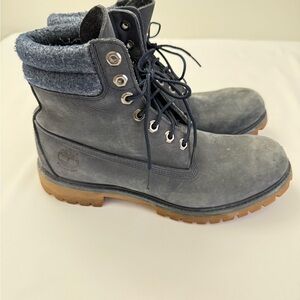 Timberland 6 Inch Premium Navy Blue Suede Boots Mens Size 9.5M
